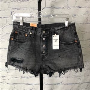 Levi 501 Shorts Black Wash Distressed  NWT 160